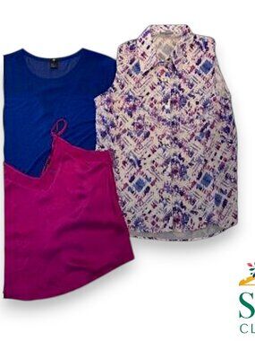 ✨ Women’s Small 3-PC TOP BUNDLE Blue Pink LuLaRoe H&M F21 EUC 🎨